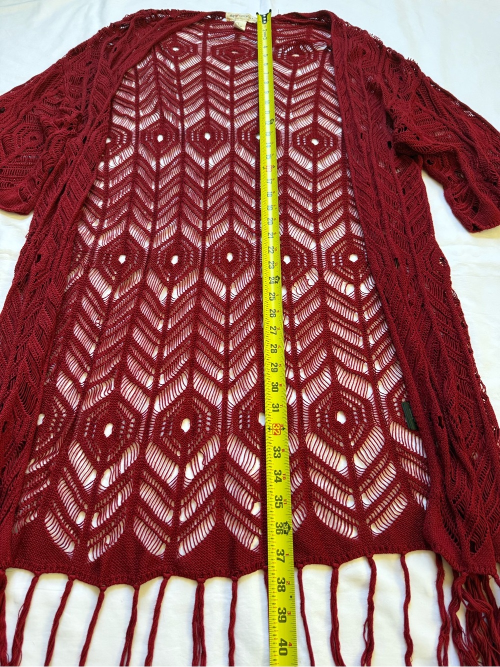 H&M Coachella Red Crochet Fringe Kimono - Picture 3 of 6